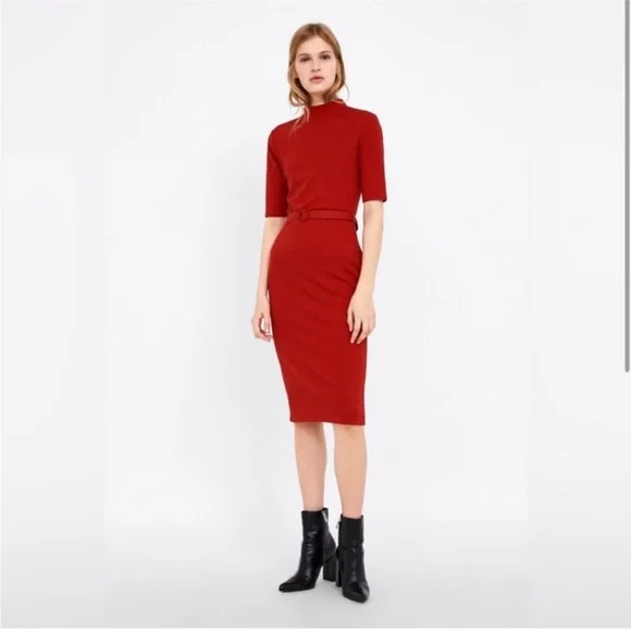 ZARA Chic Red Midi Dress - Picture 2 of 8